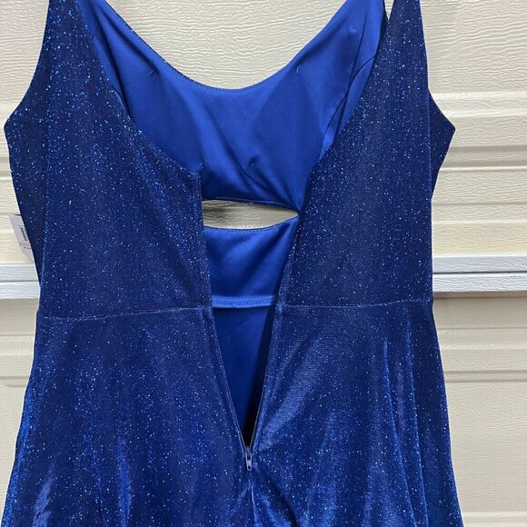 City Studios Womens Juniors Glitter Cut-Out Fit & Flare Dress Sz 15 in Blue - Picture 8 of 12
